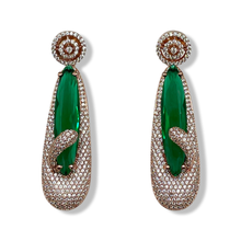 Load image into Gallery viewer, Gemma Bottle green and rose gold earrings
