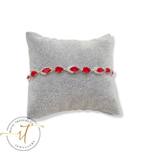 Load image into Gallery viewer, Ella- Red gemstones sliver plated bracelet
