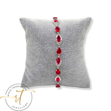 Load image into Gallery viewer, Ella- Red gemstones sliver plated bracelet
