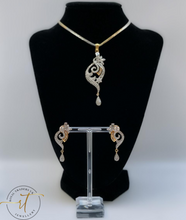 Load image into Gallery viewer, Summer - Gold and Silver Beautiful American Diamond Earrings and Necklace Set
