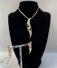 Load image into Gallery viewer, Victoria - Gold and Silver Beautiful American Diamond Earrings and Necklace Set
