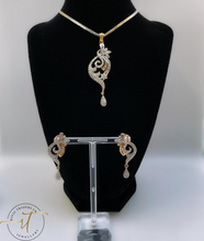 Load image into Gallery viewer, Darcey - Gold and Silver American Diamond Earrings and Necklace Set
