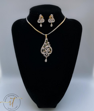 Load image into Gallery viewer, Poppy - Beautiful Gold and Silver American Diamond Earrings and Necklace Set
