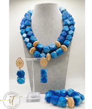 Load image into Gallery viewer, Bai - Blue Coral Bead 3 Piece Set with Italian Gold Plated Findings
