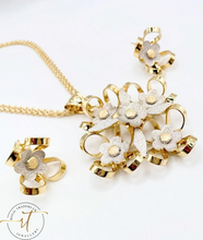 Load image into Gallery viewer, Evelina - Italian Gold Plated Flower Earrings and Pendant
