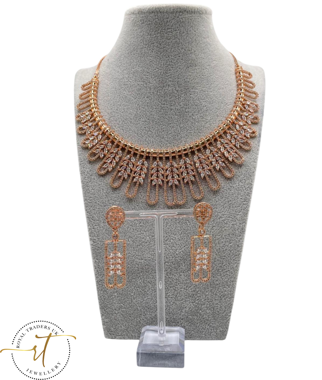 Mabel - American Diamond Collar Necklace and Earrings