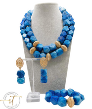 Load image into Gallery viewer, Bai - Blue Coral Bead 3 Piece Set with Italian Gold Plated Findings
