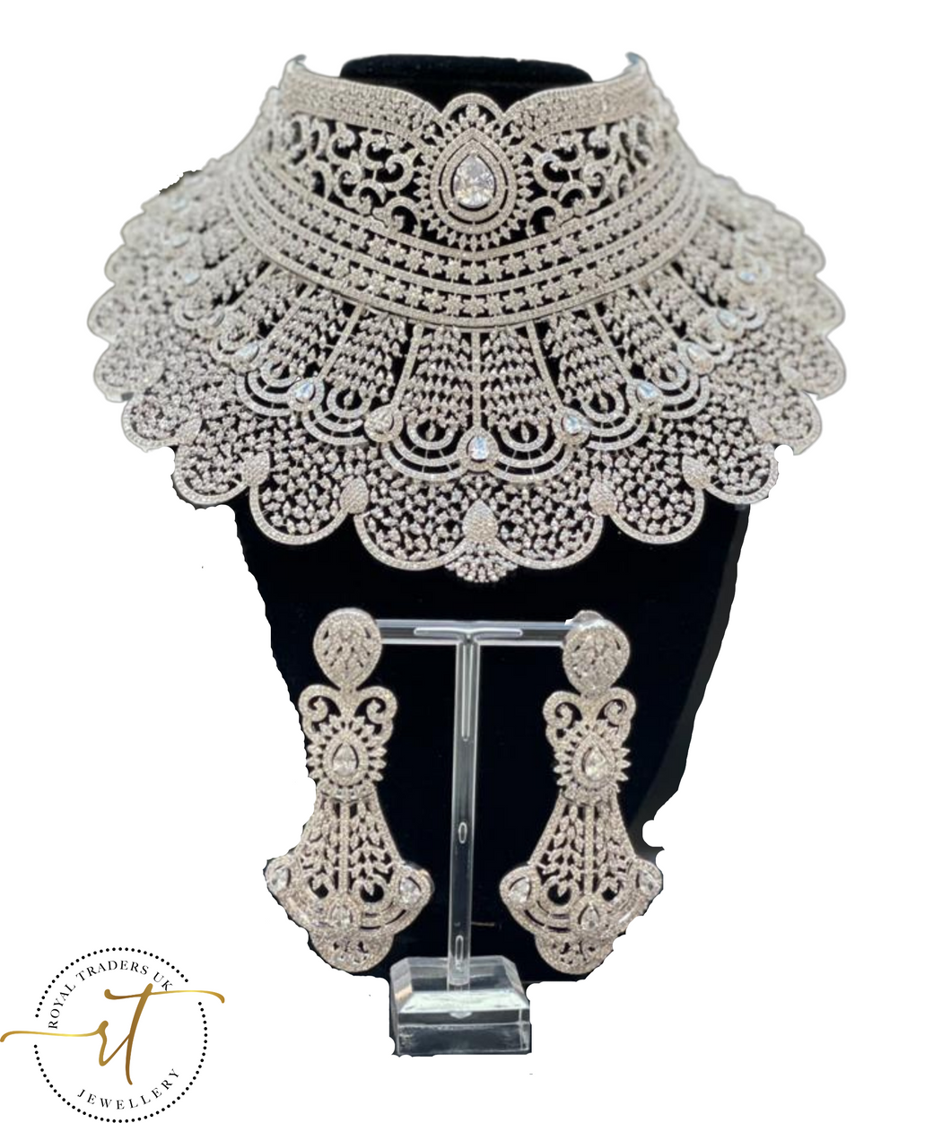 Bella - Exclusive Stunning Necklace and Earrings American Diamond Set