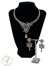 Load image into Gallery viewer, Charlotte - American Diamond Necklace and Earrings Set with a Hint of Sapphire Crystals
