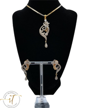 Load image into Gallery viewer, Darcey - Gold and Silver American Diamond Earrings and Necklace Set
