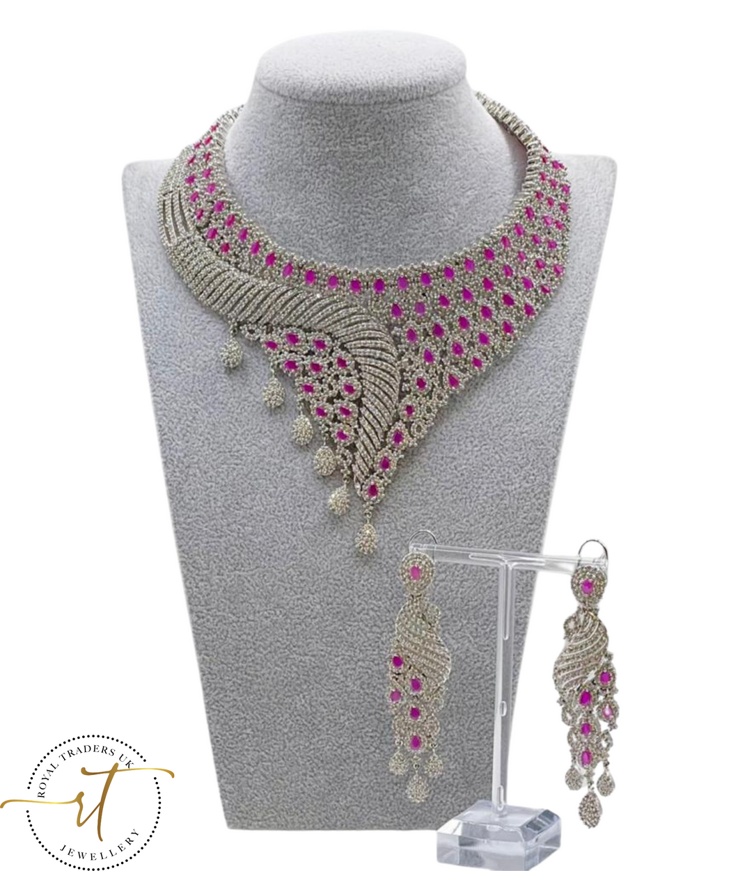 Elsie - American Diamond Jewel Necklace and Earring Set