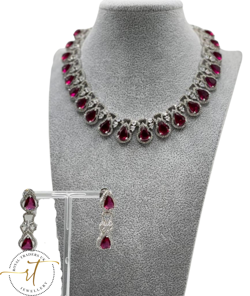 Isla - American Diamond Jewel Necklace and Earring Set