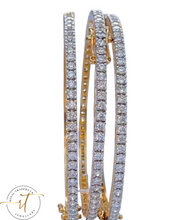 Load image into Gallery viewer, Leah - American Diamond Bangle with Openable Lock on a Gold Base
