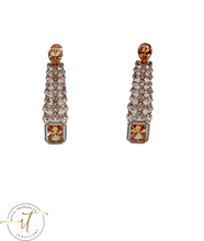 Load image into Gallery viewer, Lily - American Diamond Pendant Earrings in Orange
