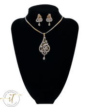 Load image into Gallery viewer, Poppy - Beautiful Gold and Silver American Diamond Earrings and Necklace Set
