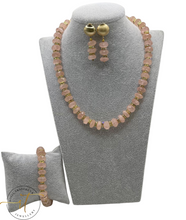 Load image into Gallery viewer, Sienna - Rose Quartz Semi-Precious Set Full of Love Vibes with Gold Plated Italian Findings
