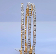 Load image into Gallery viewer, Leah - American Diamond Bangle with Openable Lock on a Gold Base
