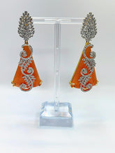 Load image into Gallery viewer, Laila - American Diamond Pendant Earrings in Orange
