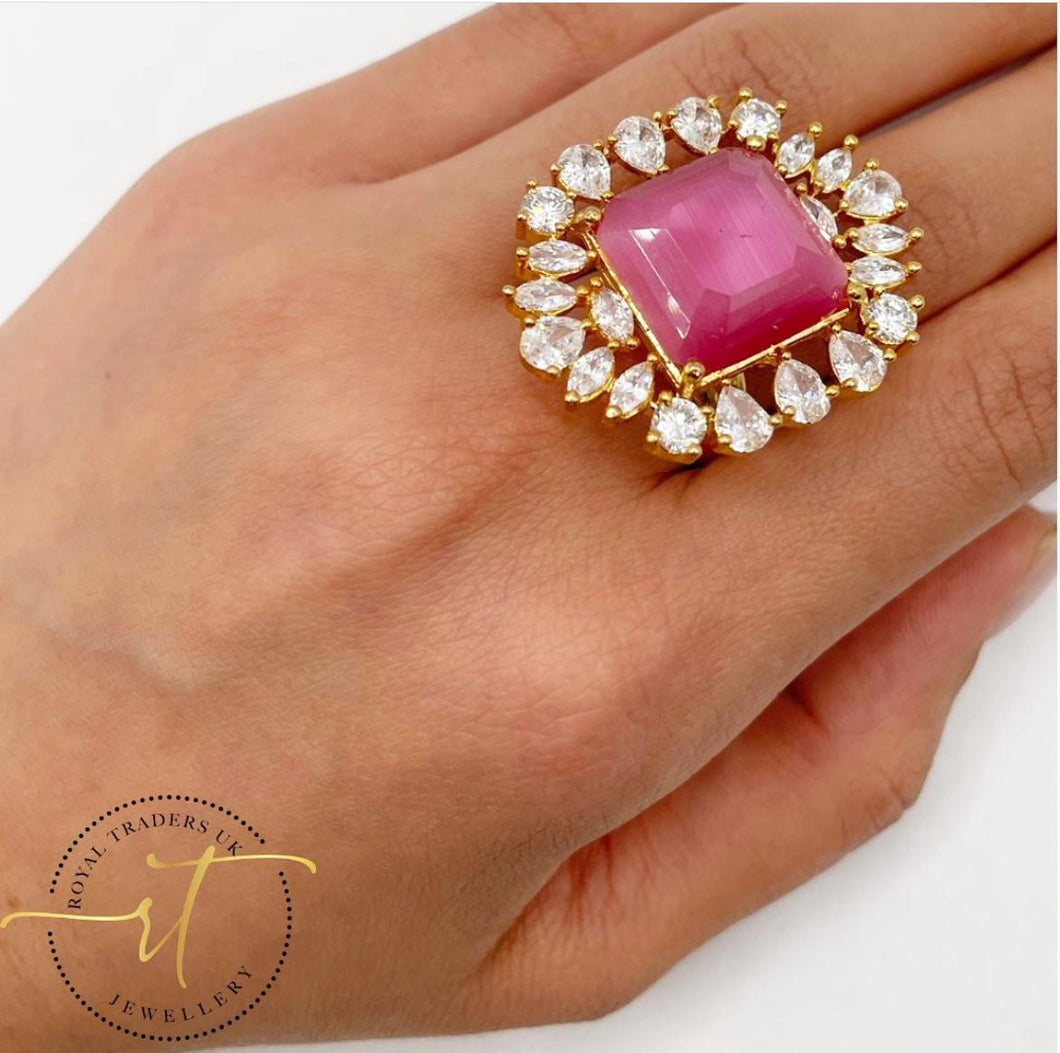 Chrissy Statement Pink Ring