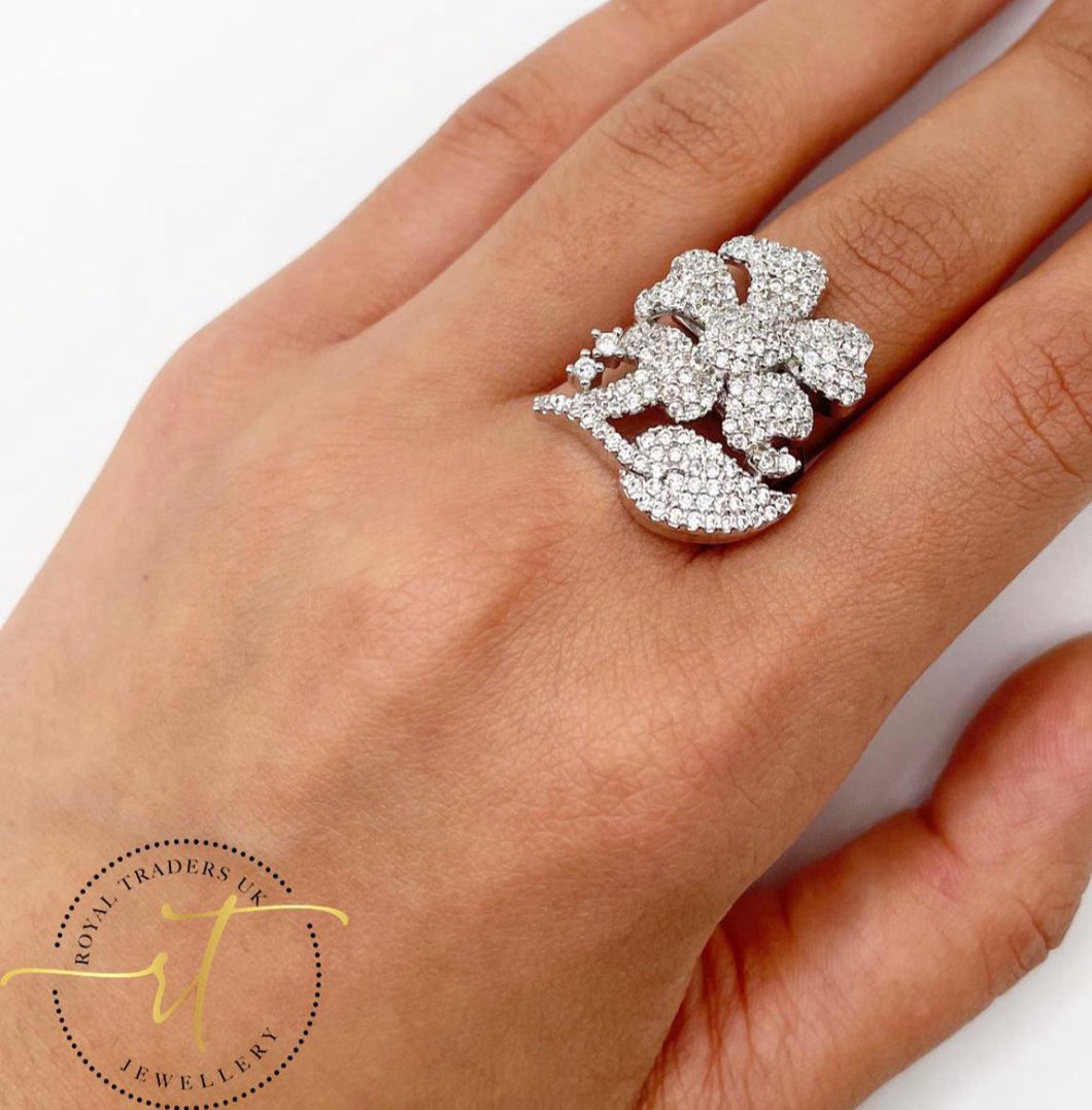 Julia  -  Statement American Diamond Flower Ring