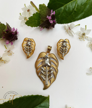 Load image into Gallery viewer, Livi - Gold Plated Leaf Pendant and Earrings
